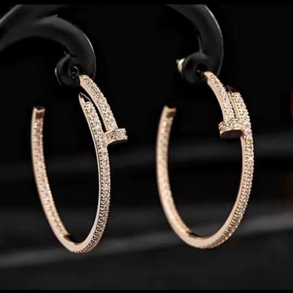 Just Un Clou Gold Crystal Nail Earrings - Picture 11 of 14